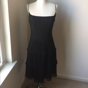 Black ruffle/ pleated spaghetti strap dress